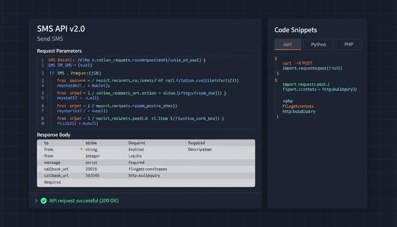 SMS API Developer Dashboard